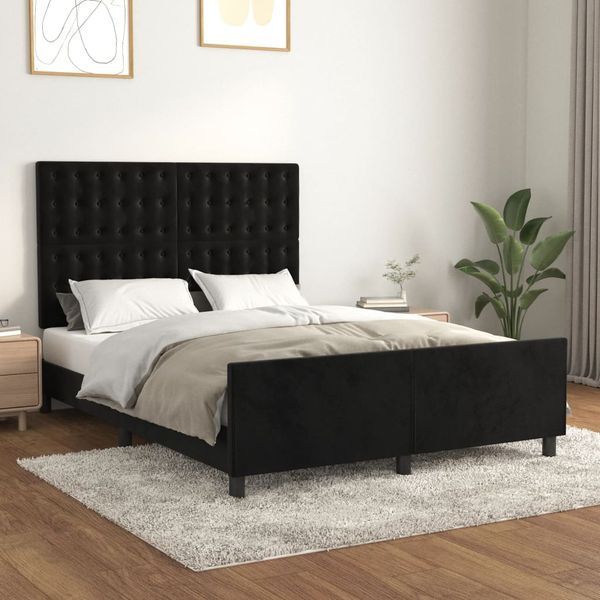 vidaXL Posteľ bez matraca čierny 140x200 cm zamat