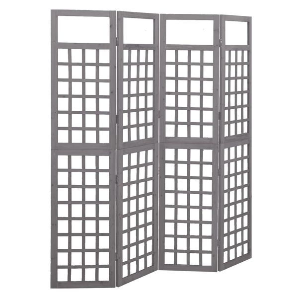 vidaXL Deliaca stena/mriežka, 4 panely, jedľový masív, sivá 161x180 cm