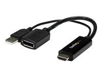 6 palcov - HDMI 1.4 (samec) na DP 1.2 (samica) Aktívny monitorový konvertor (HD2DP) - Kábel adaptéra - HDMI, USB (len napájanie) s kolíkmi (samec) do DisplayPort so zdierkami (samica) - 25,5 cm - čierna - aktívny, podpora 4K30Hz (3840 x 2160) - pre P/N: SV211HDUC, SV221HUC4K