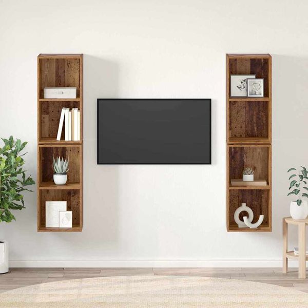 vidaXL Zostava TV skriniek Nástenný 4 pcs Staré drevo 37 x 37 x 72 cm