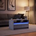 vidaXL Konferenčný stolík s LED, sivá sonoma, kompozitné drevo