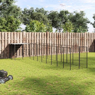 vidaXL Koterec pre psy čierny 7,26 m² oceľ