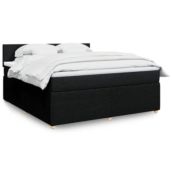 vidaXL Posteľný rám boxspring s matracom čierny 180x200 cm látka