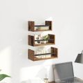 vidaXL Sada nástenných políc 3 ks Staré drevo 40x16x14cm