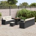 vidaXL Súprava záhradných pohoviek 10 ks Čierna polyratan