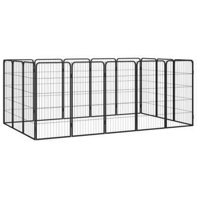 vidaXL Ohrádka pre psov 16 panelov čierna 50x100 cm práškovaná oceľ