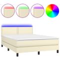 vidaXL Boxspring posteľ s matracom a LED krémová 140x190 cm umelá koža