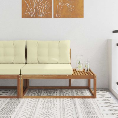 vidaXL Vonkajšia koncová pohovka s vankúšom Prírodná 115 x 83 x 73 cm