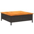 vidaXL Kryt na podstavec slnečníka čierny 70x70x25 cm polyratan akácia