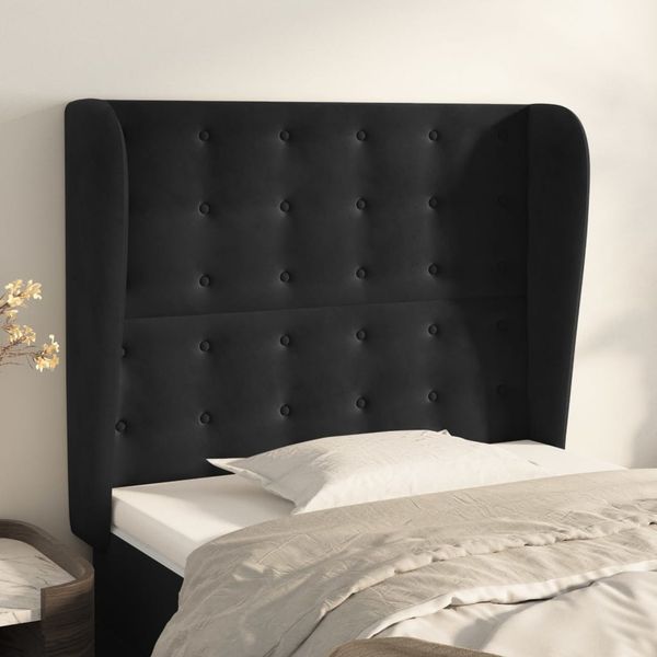 vidaXL Čelo postele so záhybmi čierne 93 x 23 x 118/128 cm zamat