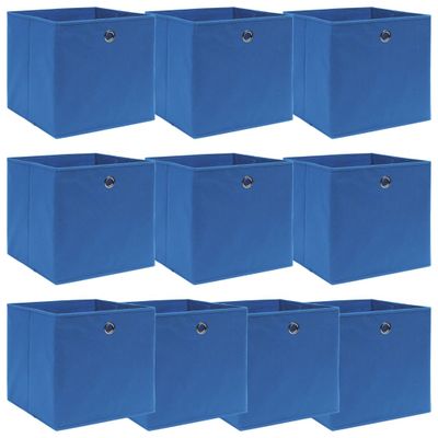 vidaXL Úložné boxy 10 ks, modré 32x32x32 cm, látka