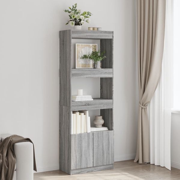 vidaXL Vysoká skrinka sivá sonoma 63x33x180 cm kompozitné drevo