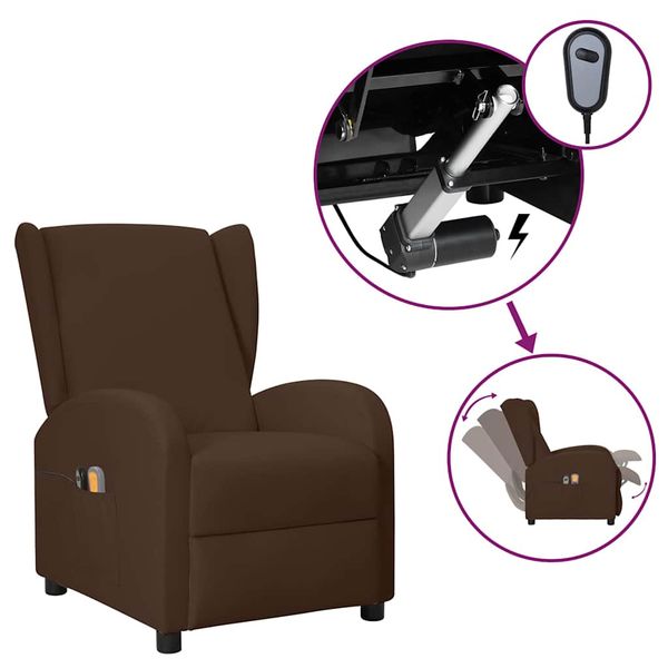 vidaXL Elektrické masážne kreslo ušiak, hnedé, umelá koža