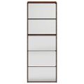 vidaXL Botník so zrkadlom 5-poschodový hnedý dub 63x17x169,5 cm