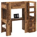 vidaXL Rám poschodovej postele so stolom Staré drevo 75 x 190 cm
