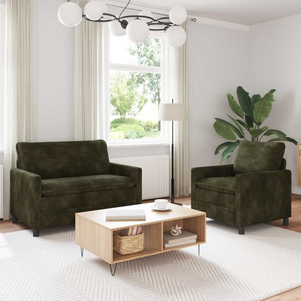 vidaXL Sada pohoviek 2 pcs Zelená Polyester