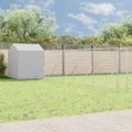 vidaXL Vonkajší koterec pre psov so strechou striebor. 10x10x2,5m oceľ