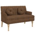 vidaXL Lavička s vankúšmi hnedá 113x64,5x75,5 cm umelá semišová koža