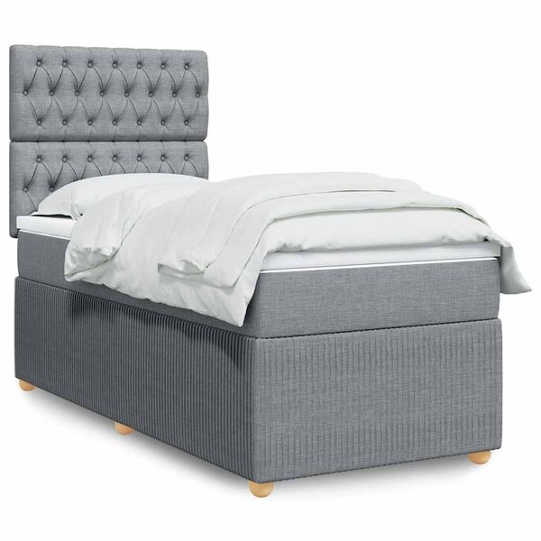 vidaXL Posteľný rám boxsping s matracom bledosivý 80x200 cm látka