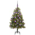 vidaXL Umelý vianočný stromček s pniškami Zelená 120 cm PVC a PE a kov