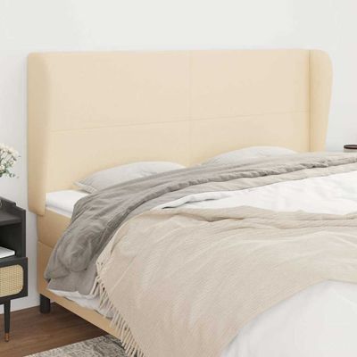 vidaXL Čelo postele so záhybmi krémové 163x23x118/128 cm látka