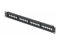 Startech - Záslepný patch panel keystone - for RJ45 - montáž na stenu, montáž do racku - CAT 5e/6 - UTP - cerná - 1U - 19" - 24 porty - kompatibilní s TAA