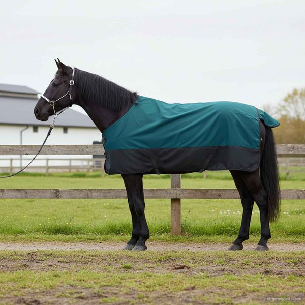 vidaXL Plášť pre kone Tmavozelená a čierna 155 cm Polyester