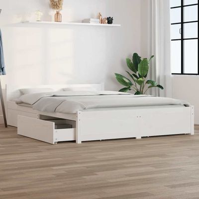 vidaXL Posteľný rám so zásuvkami biely 120x200 cm