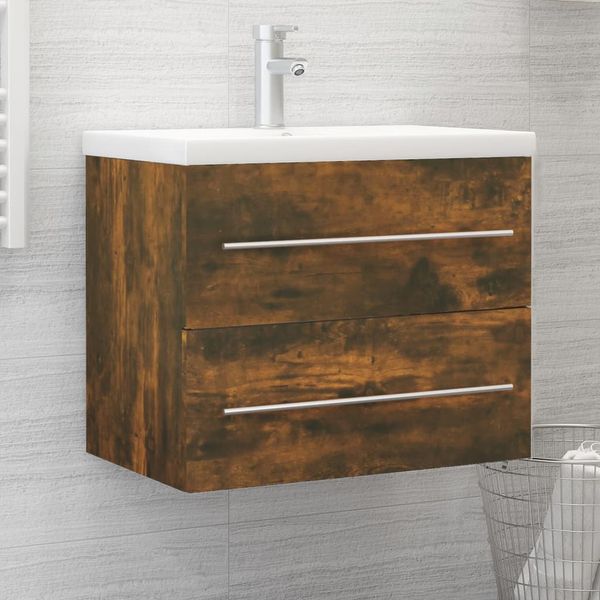 vidaXL Umývadlová skrinka dymový dub 60x38,5x48 cm spracované drevo