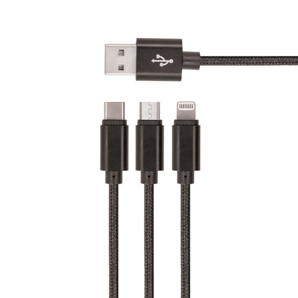 Setty 3v1 kábel USB - Lightning + USB-C + microUSB 1,0 m 2A KN3W1-01 čierny