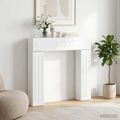 vidaXL Rám krbu Biela s vysokým leskom 102 x 18 x 100,5 cm