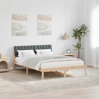 vidaXL Rám postele hnedá a tmavosivá 140 x 190 cm Borovicový masív