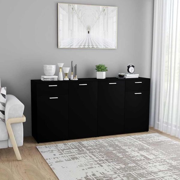 vidaXL Komoda čierna 160x36x75 cm drevotrieska