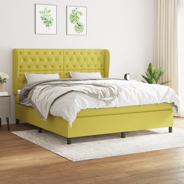 vidaXL Boxspring posteľ s matracom zelená 160x200 cm látka