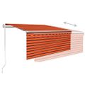 vidaXL Automatická markíza s tienidlom 3,5x2,5m oranžovo-hnedá