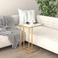 vidaXL Počítačový bočný stolík biely mramor 50x35x65 cm tvrdené sklo