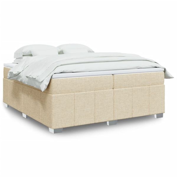vidaXL Boxspring posteľ s matracom krémová 200x200 cm látka