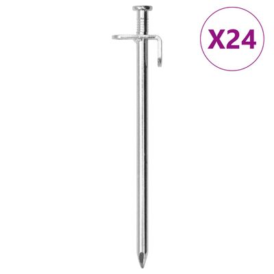 vidaXL Stanové kolíky 24 ks 19,5 cm 8 mm pozinkovaná oceľ