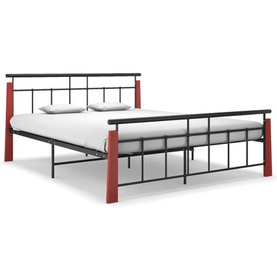 vidaXL Posteľný rám, kov a dubový masív 160x200 cm