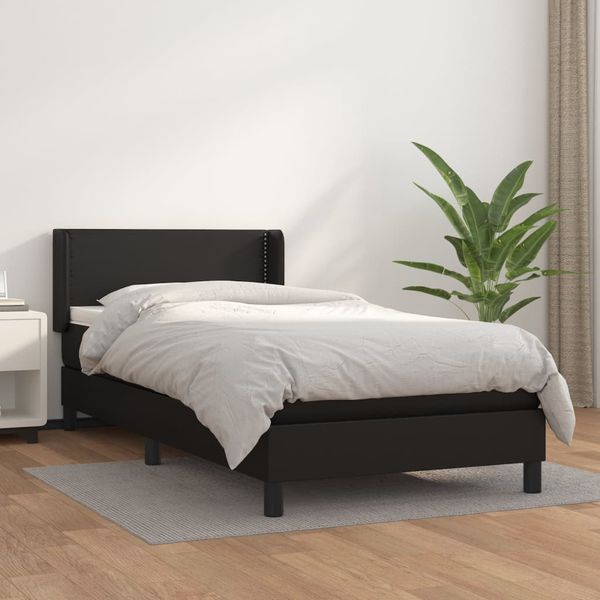 vidaXL Boxspring posteľ s matracom čierna 80x200 cm umelá koža