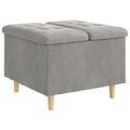 vidaXL Ottoman s Úložným Priestorom Svetlosivá 60 x 60 x 45 cm Zamat