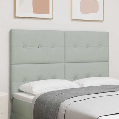 vidaXL LED hlavová doska s LED pásikmi Svetlosivá 144 cm Zamat