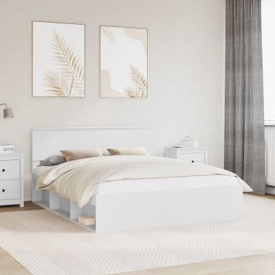 vidaXL Rám postele Biela 160 x 200 cm Masívne borovicové drevo