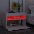 vidaXL Nočný stolík a LED svetlá biely 60x35x40 cm spracované drevo