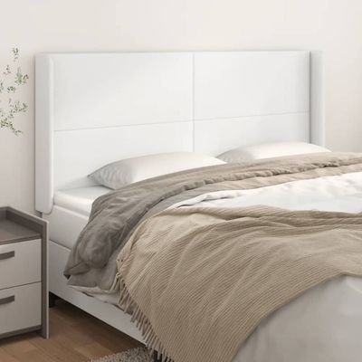 vidaXL Čelo postele so záhybmi biely 183x16x118/128 cm umelá koža