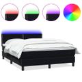 vidaXL Posteľný rám boxsping s matracom a LED Čierna 160x220 cm zamat