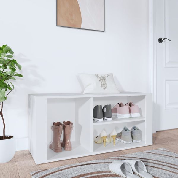 vidaXL Botník biely 100x35x45 cm spracované drevo
