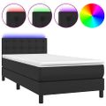 vidaXL Boxspring posteľ s matracom a LED čierna 80x200 cm umelá koža