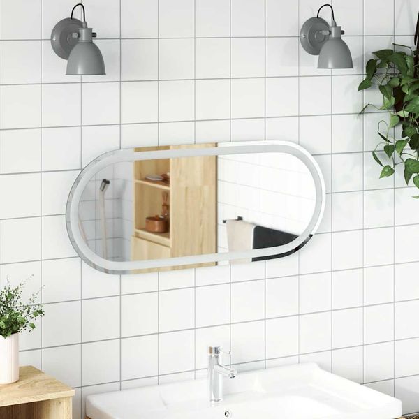 vidaXL LED kúpeľňové zrkadlo 90x40 cm oválne