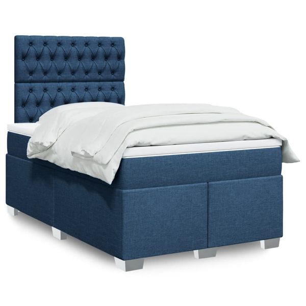 vidaXL Boxspring posteľ s matracom modrá 120x190 cm látka